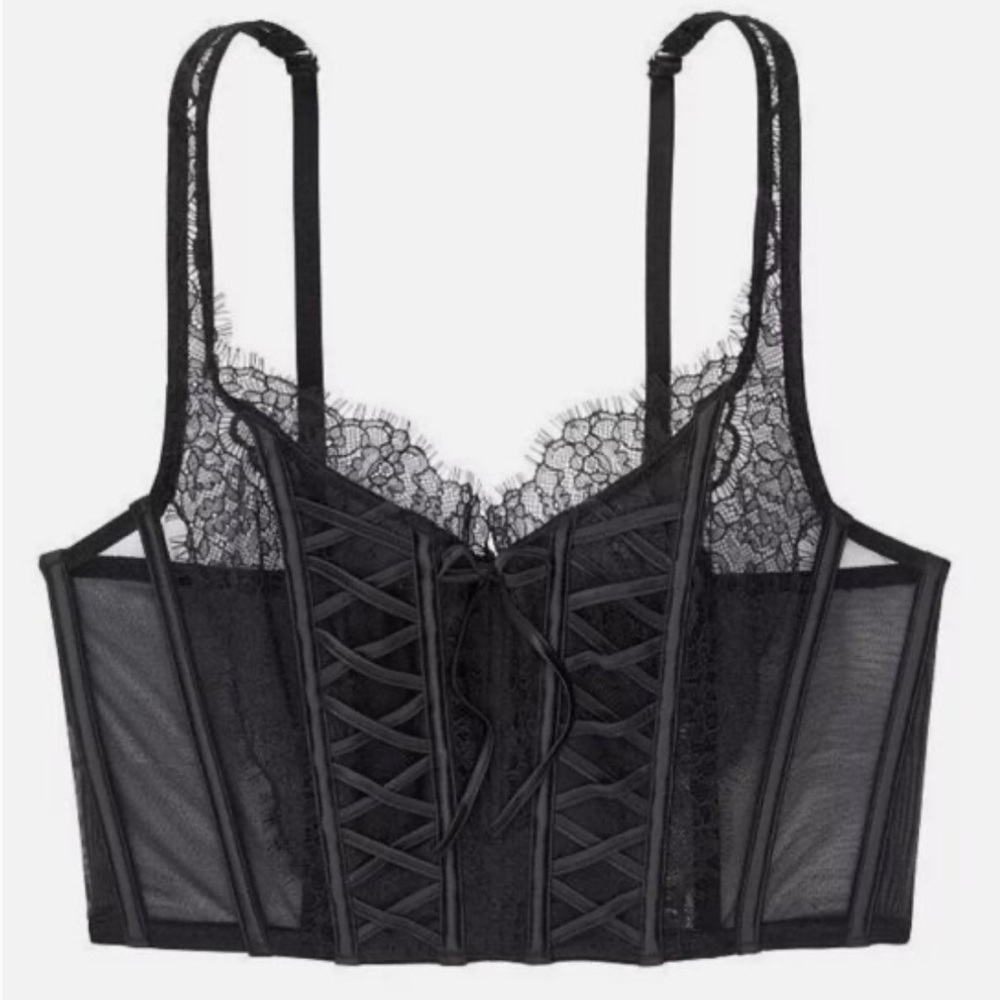 Victoria's Secret Black Lace Corset Bralette